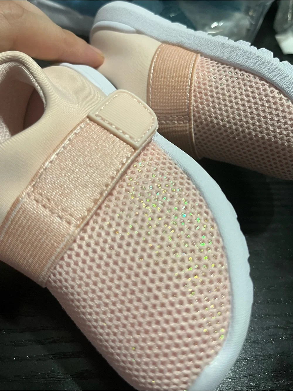 Cat & Jack Toddler Slip-On Sneakers - Blush Pink hint of sparkle